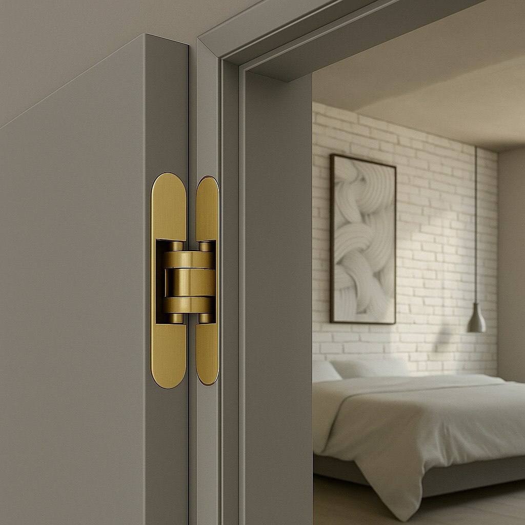 Ușă premium balamale ascunse — Entrex Hub Ușă interior premium cu balamale ascunse aurii Entrex Hub